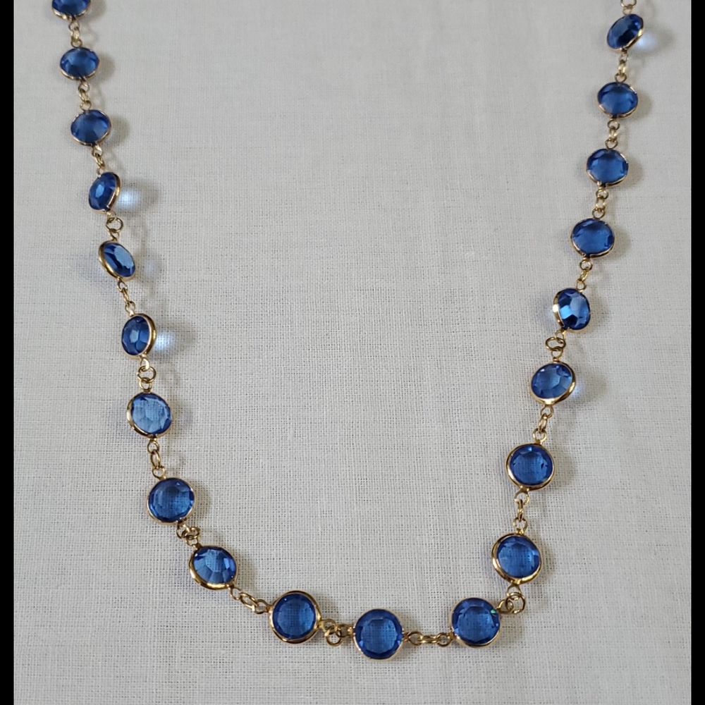 Sapphire and gold costume necklace
